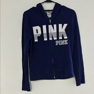 PINK Victoria's Secret Blue Cropped Hoodie Sweatshirt
